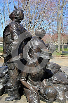 Bronze statue of women who risked their lives,Vietnam Woman's Memorial,Washington,DC,2015